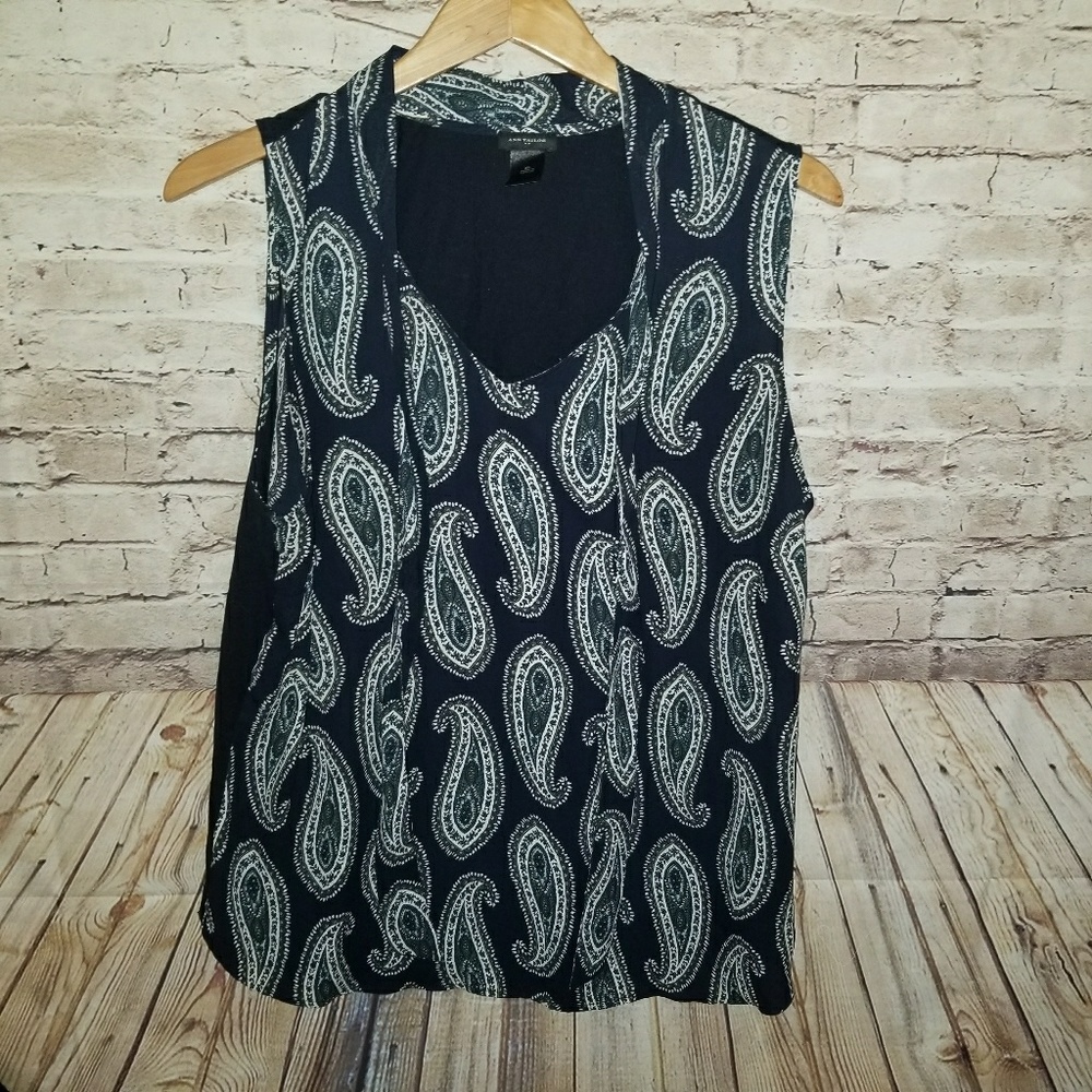 ANN TAYLOR Paisley Sheer Sleeveless Top